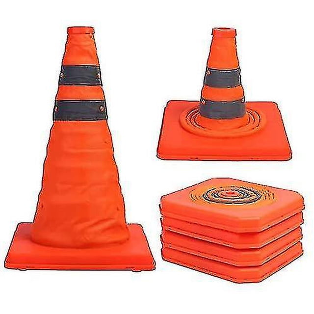Conos de tráfico plegables de 15,5 pulgadas, cono de seguridad reflectante emergente multiusos (1 paquete)