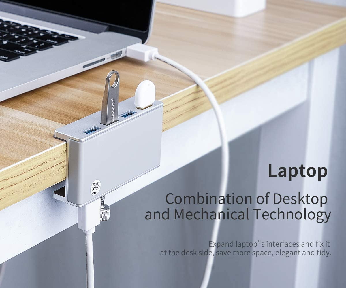 ORICO Powered USB Hub Type C to USB 3.0 Adapter with 4 USB 3.0 Ports Aluminum Clamp Design for Desktop