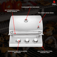thumbnail image 6 of Chaleur Grill Outdoor 23" 3-Burner Built-in Propane Gas Grill, 30000 BTU, Stainless Steel, 6 of 10