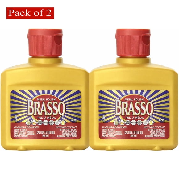 Metal Polish, Cleans and Polishes - Brass Bronze Copper Stainless Steel, Brasso, 142 ml Each (Pack of 2)