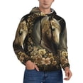 thumbnail image 2 of Goofa Palatial Gold Pattern Horse for Men's Hooded Sweatshirt - Lightweight Pullover Hoodie with Kangaroo Pocket, Perfect for Everyday Wear-Small, 2 of 7