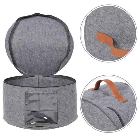 HAKIDZEL Hat Storage Organizer With Front Panel Round Travel Case For Hats With Zipper Lid For Family Vacation Use