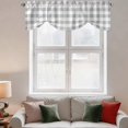 thumbnail image 3 of Tie Up Valances for Windows, Grey Plaid Adjustable Valance Curtains Window Treatment for Living Room, Gradient Geometric Buffalo White Checkered Rod Pocket Kitchen Curtains & Drapes 42x18 Inch, 3 of 9
