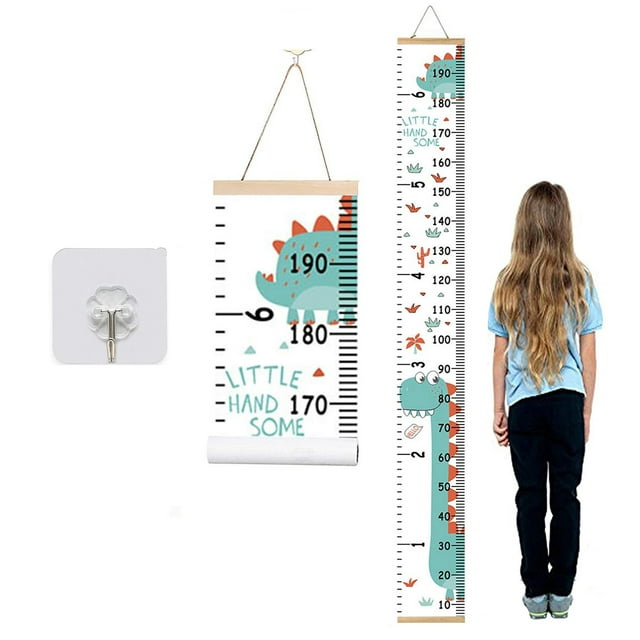 Tabla de crecimiento para niños, tabla de altura para niños/niños/niñas/bebés, lienzo y madera, tabla de altura de crecimiento extraíble, decoración de la habitación de la pared