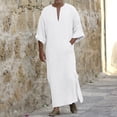 thumbnail image 3 of Men Kaftan Thobe Casual Long Sleeve Mens Summer Robes Button Down Collar Muslim Thobes Abaya, 3 of 4