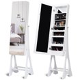 thumbnail image 1 of Costway LED Jewelry Cabinet Standing Armoire Organizer w/ Full Size Mirror White, 1 of 10