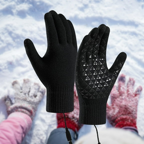 USB Heated Gloves, Touchscreen Electric Gloves Hand Warmers Work Gloves Unisex Washable Knitting Glove for Men Women Indoor Outdoor