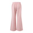 thumbnail image 6 of Endives Striped Linen Pants Women Wide Leg Pant Elastic Waist Tie Up Lightweight Loungewear Casual Trousers Red, 6 of 6