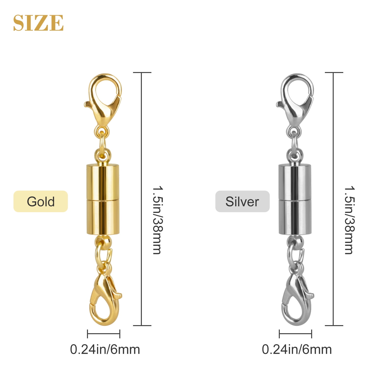 Dsmile 24 Pcs Gold Color and Silver Color Magnetic Lobster Clasps for  Jewelry Necklace Bracelet