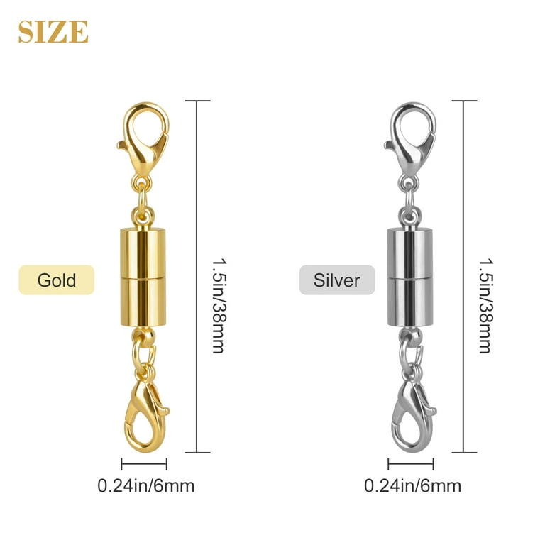 Clysoru Necklace Clasps and Closures 14k Gold and Silver Beads Chain  Extender Necklaces Bracelet Safety Locking Jewelry Clasp Converter (6  Silver+ 6