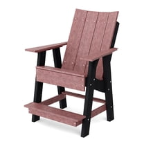 Wildridge Contemporary High Adirondack Chair, Cherrywood and Black - All-Weather Recycled Plastic Furniture for Patio, Deck, Lawn