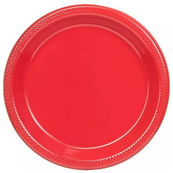 Disposable 10" Red Diner Plastic Plates:4CT