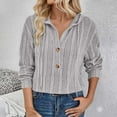 thumbnail image 2 of Olyvenn Hoodies for Women Long Sleeve Shirts Ribbed Knit Loose Fit Pullover Sweatshirts 2025 Fall Casual Hooded Sweater Top Gray S, 2 of 8
