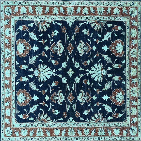 Ahgly Company Indoor Square Oriental Light Blue Traditional Area Rugs, 6' Square