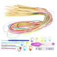 thumbnail image 2 of Circular Knitting Needles Set, 18Pcs Circular Needle Double Pointed Bamboo Color Tube Needlework Tool with Accessories Pack Household Circular Needle for Handmade Knitting DIY, 2 of 7