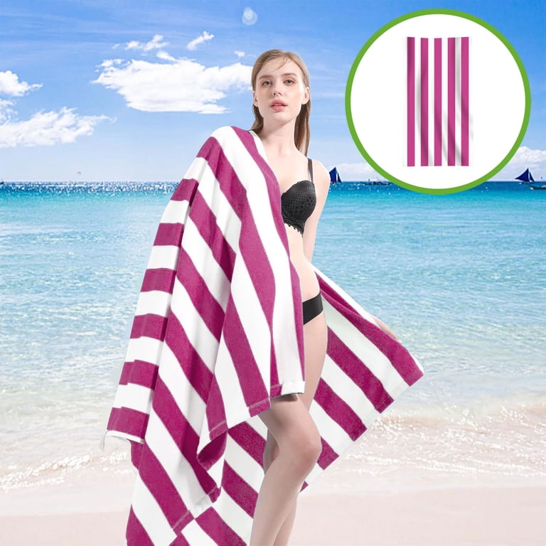 YOBEYI Extra Large Beach Towel - Quick Dry Microfiber Striped Towel For Pool, Travel, Yoga & Camping