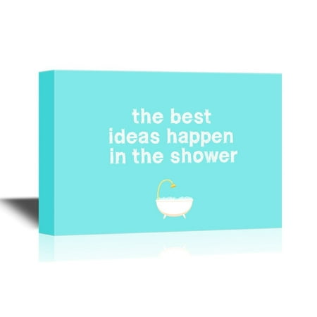 wall26 - Bathroom Canvas Wall Art - The Best Ideas Happen in The Shower - Gallery Wrap Modern Home Decor | Ready to Hang - 24x36 (Best Backing Material For Shower Walls)