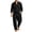 Black, variant on Delconic Mens Two Piece Outfit Long Sleeve Button Front Shirt and Drawstring Straight Leg Pants Casual Vacation Set Army Green L