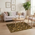 thumbnail image 3 of ODIKA 4'x6' Ultra-Soft Area Rug, Interlocking Botanical Seed Pod Stylized Leaf Motif Dining Table None Washable, Bare feet friendly, Silk-Touch for Bedroom Home office, 3 of 7