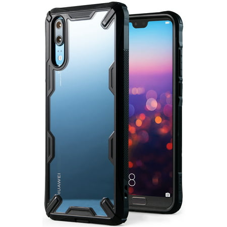 Ringke Fusion-X Case Compatible with Huawei P20, Transparent Hard Back Shockproof Advanced Bumper Cover - Black