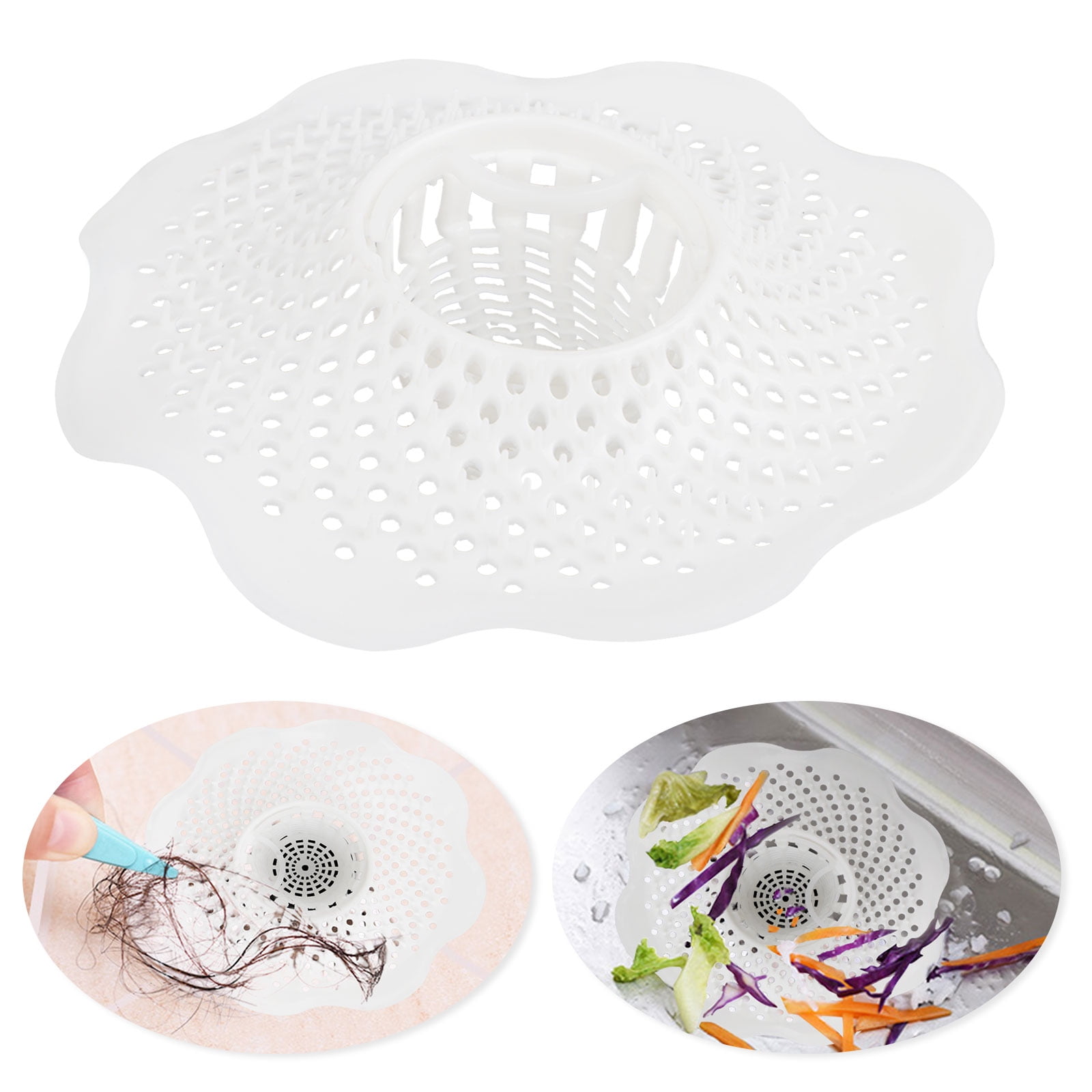 Eeekit Hair Catcher Drain Clogged Protect Filter Pvc Stopper Bathtub Strainer Sink Basin For Bathroom Kitchen White