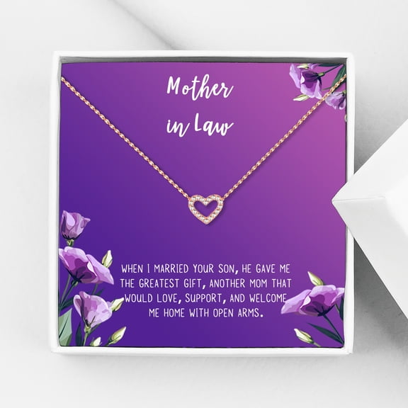 Anavia Mother in Law Gift, Mother of the Groom Gift, Jewelry and Card Gift for Mother in Law, Mother's Day Gift, Necklace and Card Gift [Rose Gold Heart,Purple Gradient]