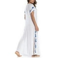 thumbnail image 4 of Wycnly Dresses for Women 2024 Summer Vintage Ethnic Style Graphics Side Slit Tunic Tshirt Long Dresses Western Print Short Sleeve V-Neck Maxi Formal Dresses for Women White XXXL, 4 of 6