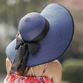 thumbnail image 3 of Prolriy Sun Hats for Women, Women Big Brim Hat Sun Floppy Wide Brim Hats Bowknot Folding Beach Cap Beach Hats for Women Navy One Size, 3 of 3