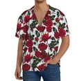 thumbnail image 3 of Xecao offers the Rose Flowers for Men's Casual Short-sleeved Shirt, a button-up collared shirt with a pocket, perfect for beach vacations and yacht travel in the XX-Large size., 3 of 7