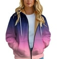 thumbnail image 5 of Xudanell Jackets for Women Warm Hooded Jacket Gradient Zipper Hoodie Drawstring Jacket Lined Plush Women Fashion Hoodies Light Purple XXL, 5 of 7