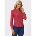 thumbnail image 2 of DARING DIVA Stand Collar Metallic Dots Stars Blouse Top XS Red-Leaf, 2 of 6