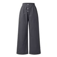 thumbnail image 4 of vigerkar Womens Summer Linen Boho Wide Leg Casual comfy Pants Palazzo High Waist Lounge Travel Vacation Outfits Dark Gray, XL, 4 of 5