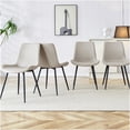 thumbnail image 5 of Light Gray Faux Leather Dining Chair with Black Metal Legs, Ergonomic Curved Backrest and Wide Seat Cushion for Enhanced Comfort, Set of 6 Modern Kitchen and Office Side Chairs, 5 of 9