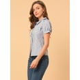 thumbnail image 4 of INSPIRE CHIC Women's Puff Sleeves Turndown Collar Button Down Floral Blouse, 4 of 6