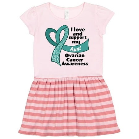 

Inktastic Ovarian Cancer Awareness I Love and Support My Aunt Gift Toddler Girl Dress