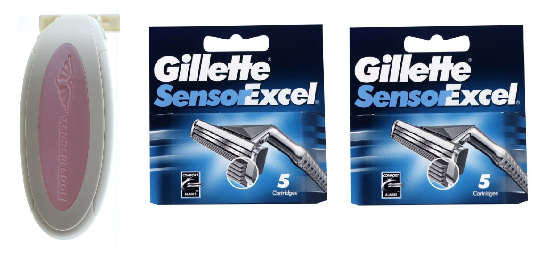 Sensor Excel Women's Compatible Razor (Pink) + Gillette Sensor Excel Cartridges 5 Ct (Pack of 2) + Yes to Tomatoes Moisturizing Single Use Mask