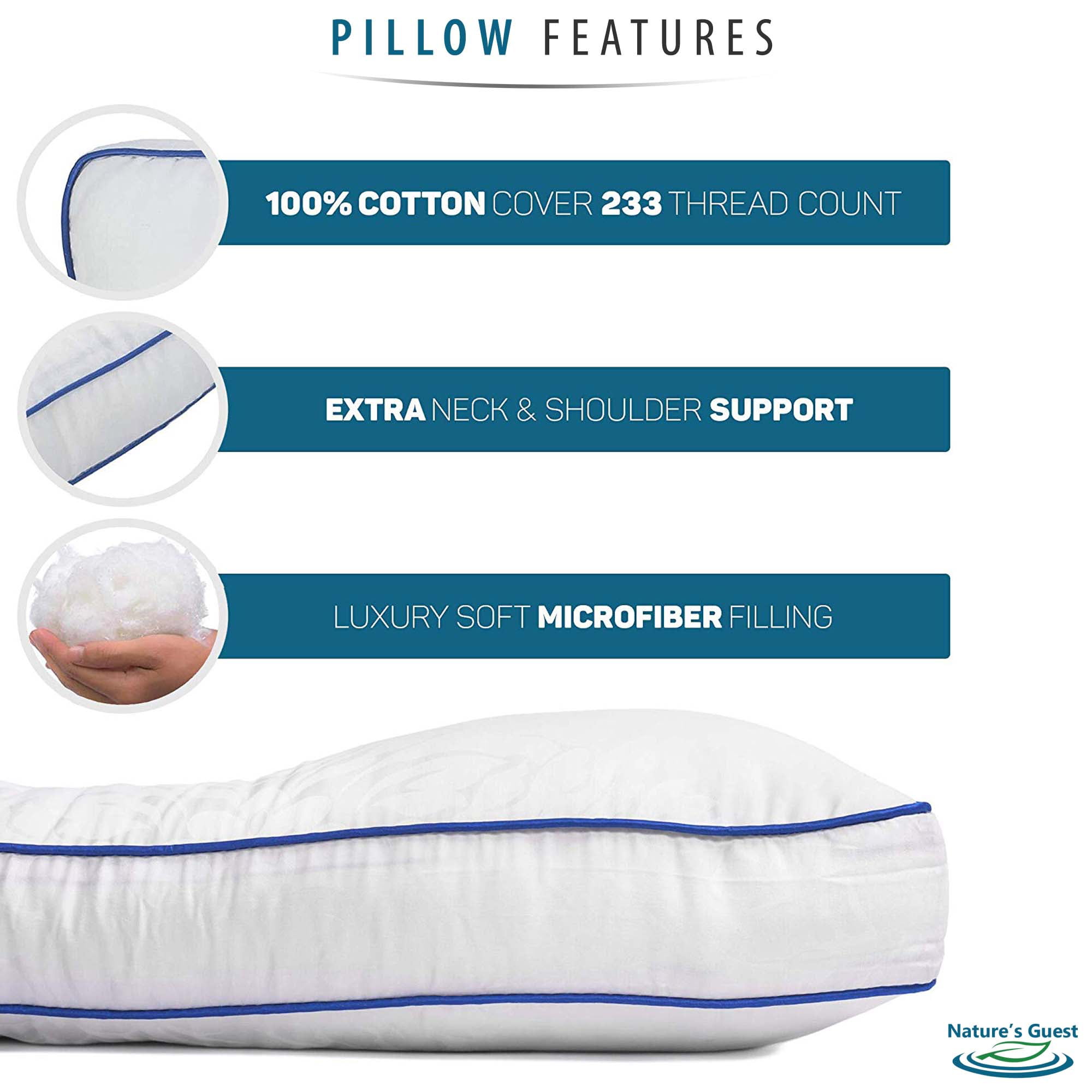 Queen Size Fully Adjustable Nature's Guest Cervical Support Pillow Medium 