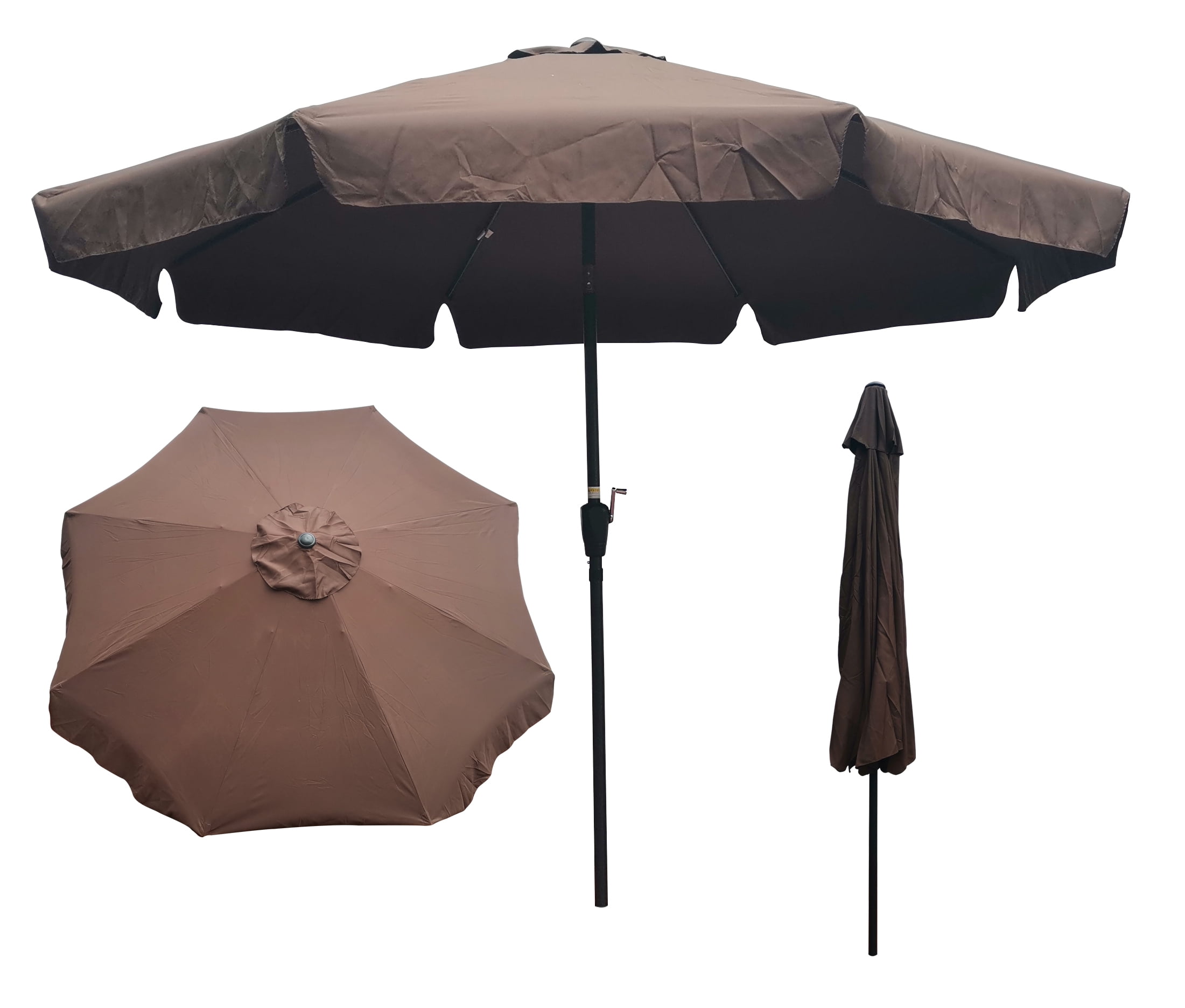 10FT Outdoor Patio Umbrella with Flap, Garden Round Umbrella Sturdy