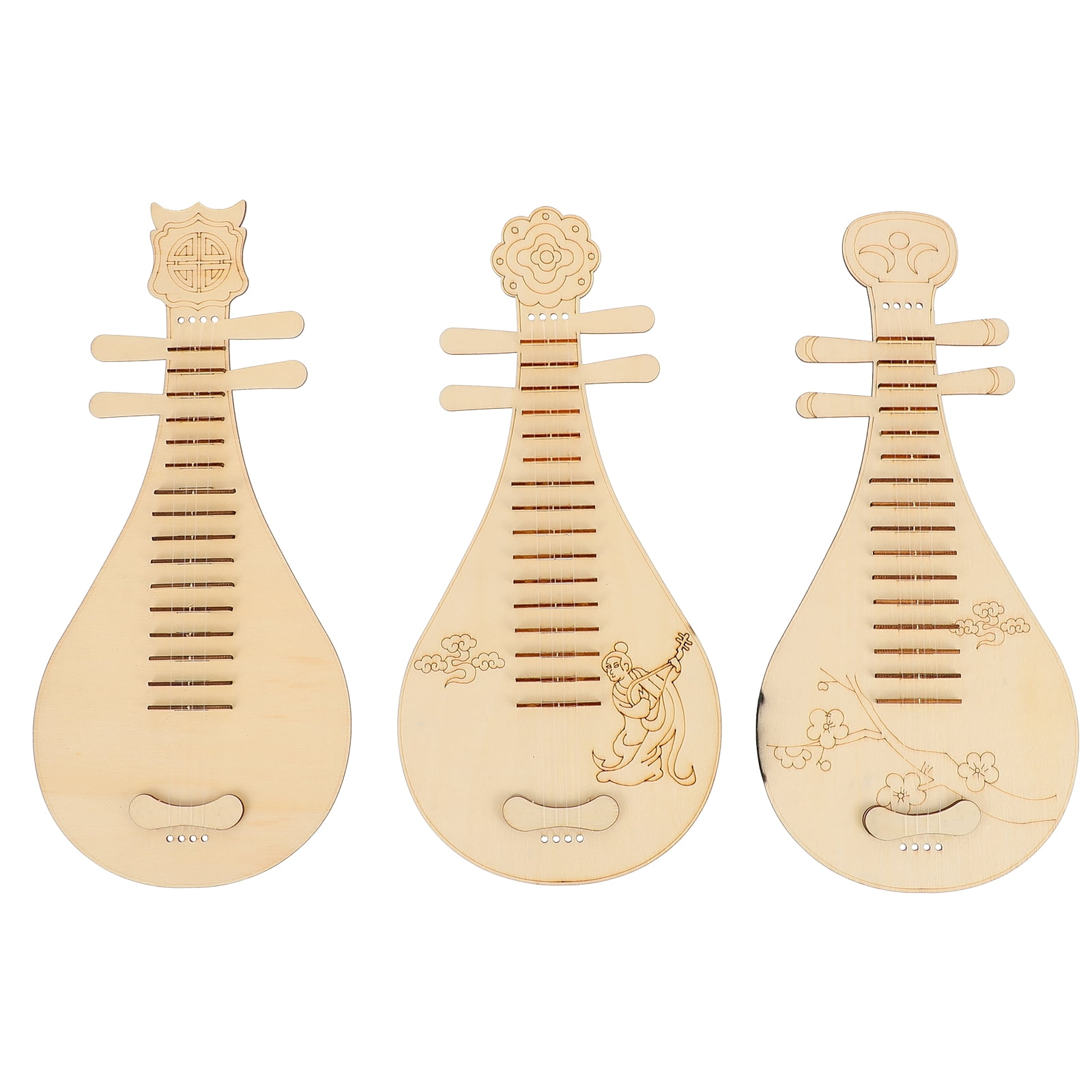 3pcs Children Creative Lutes Wooden Chinese Style Lutes Musical