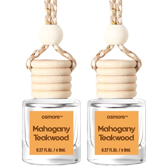 Osmore Car Air Freshener Hanging, Mahogany Teakwood Scent, Long Lasting Essential Oils 2-Pack