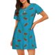 thumbnail image 1 of Fotbe Sea Turtle Bata de Dormir para Mujer con Estampado, Camisón de Algodón de Manga Corta, Ropa de Dormir Casual, 1 of 6