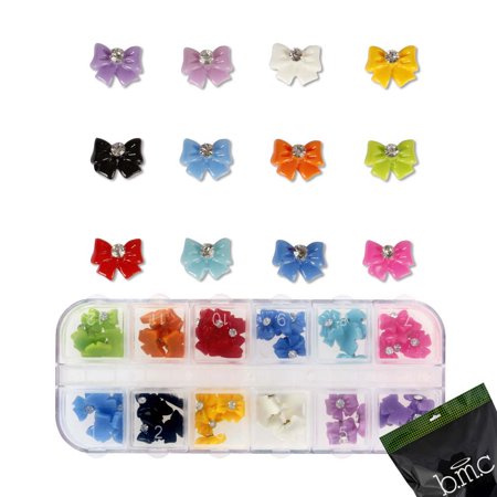 Download BMC 60pc Mixed Color Acrylic Bows DIY 3D Nail Art Cabochon ...