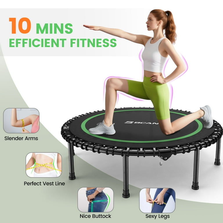 BCAN Opvouwbare Mini Trampoline – 48 Inch, 550 Lbs Draagvermogen, 40 Bungee-elastieken, 4 Standen Verstelbare Handgreep – Stil, Stabiel, Voor Binnen Of Tuin 2 miniatura