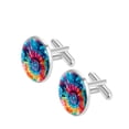 thumbnail image 2 of Tie Dye Elegant Dress Shirt Cufflink Set for Men, Stainless Steel, Wedding and Business Attire, 2 of 6