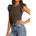 thumbnail image 5 of PRETTYGARDEN Womens Summer Crew Neck T Shirts Trendy Ruffle Sleeve Slim Fit Knit Going Out Tops Casual Spring Clothes, 5 of 10