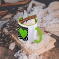 thumbnail image 5 of 3dRose, Punk Rockabilly Zebra Animal Stripe Green Heart Print, 11oz Two-Tone Green Mug, 5 of 7