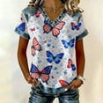 thumbnail image 2 of Trgacdwlo Waffle 250 Anniversary Shirt 1776-2026 Flag Print Short Sleeve Shirt for Women Independence Day Red White and Blue Womens 4th of July Shirt L, 2 of 4