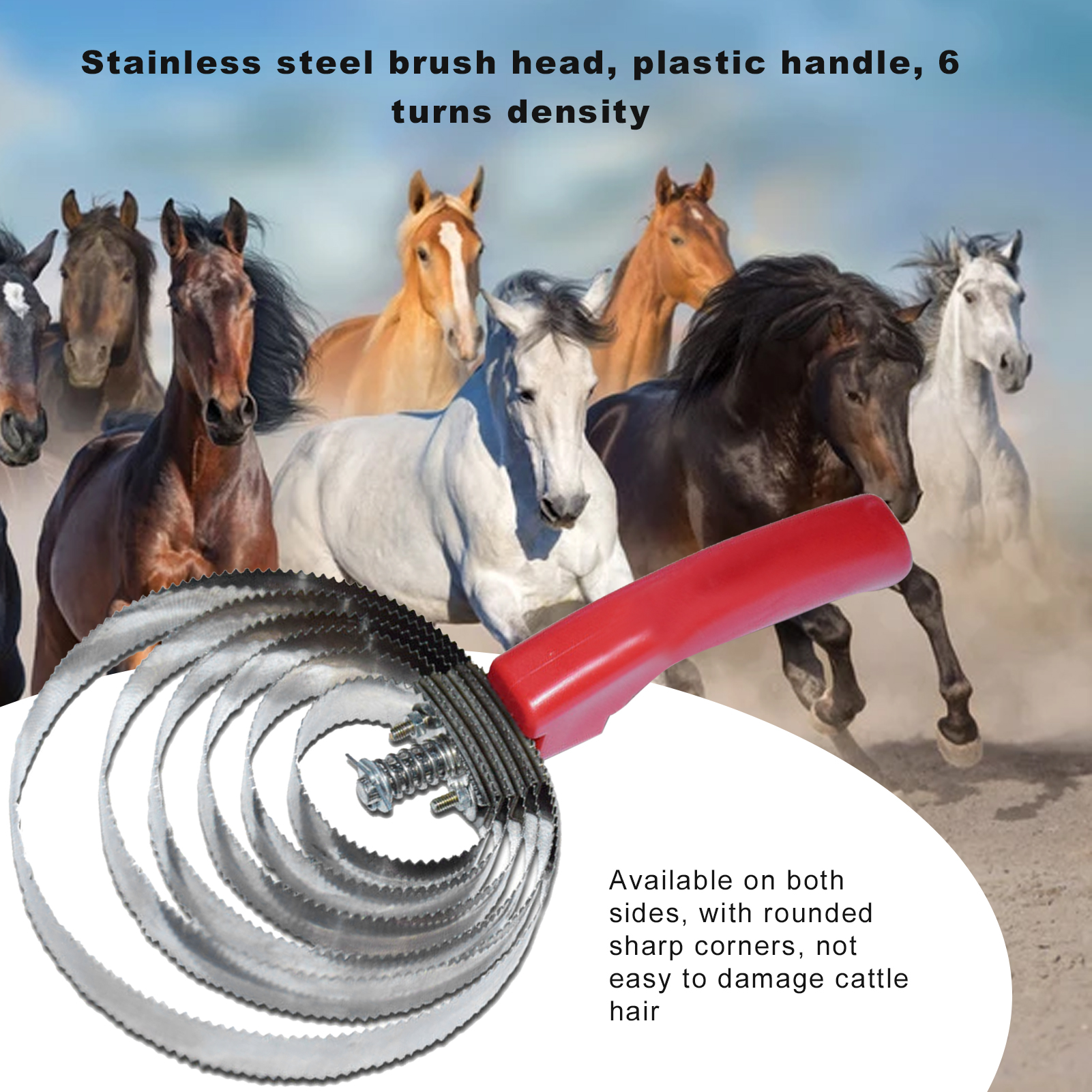 leaveforme Stainless Horse Curry Comb Massage Function Six Circles Hair