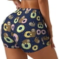 thumbnail image 2 of Vsdgher Sloth with Donuts print Workout Shorts for Women Seamless Soft Smooth Gym Yoga Scrunch Active Exercise Fitness Shorts, 2 of 8