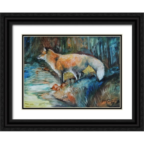 Baldwin, Marcia 14x11 Black Ornate Wood Framed with Double Matting Museum Art Print Titled - Red Fox II